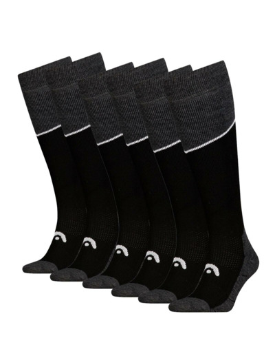 Chaussettes de ski HEAD Kneehigh 6 paires Noir / Gris Mélange