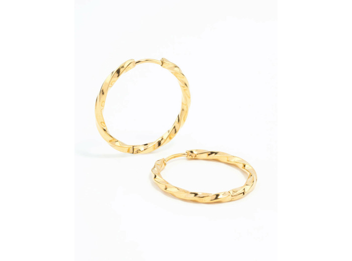 Waterproof Gold Plated Stainless Steel Twisted Hoop Earrings