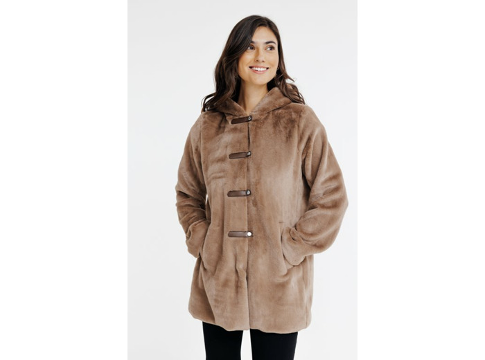 Manteau En Fausse Fourrure À Capuche