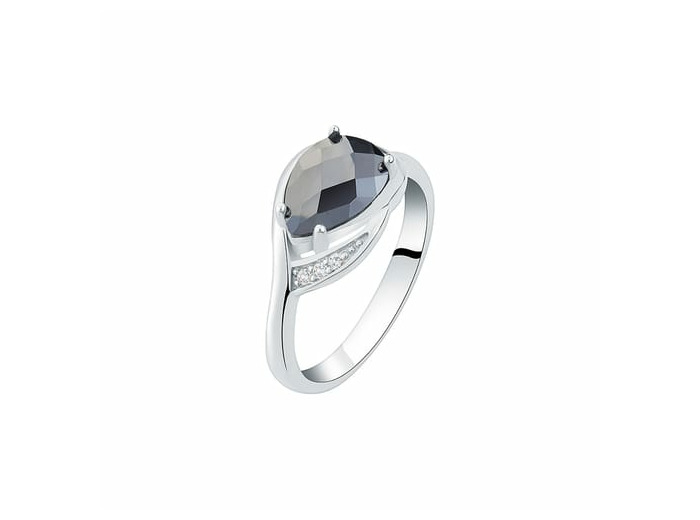 Bague CLEOR en Argent 925/1000, Verre Noir et Oxyde