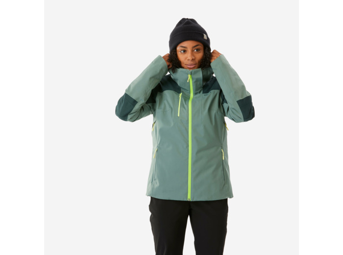 Veste de ski imperméable et résistante femme, 500 SPORT verte