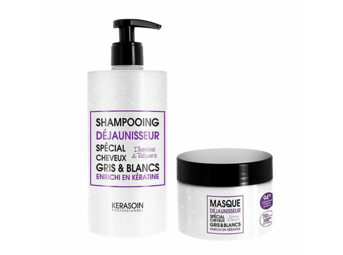 Rituel cheveux gris et blancs shampooing et masque