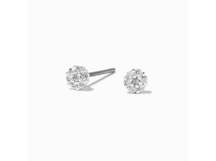 Clous d'oreilles 3 mm en zircon cubique d'imitation pavés couleur argentée