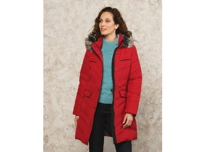 Parka longue rouge