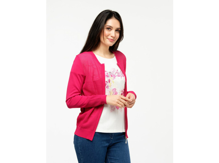 Gilet filet fuchsia