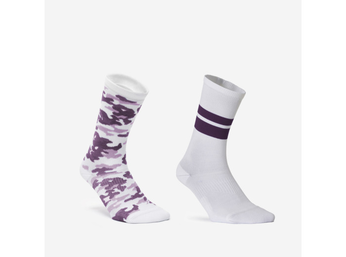 Chaussettes hautes de fitness, homme, violet