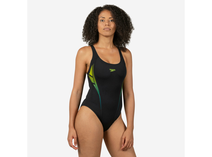 Maillot de Bain 1 Pièce Natation Femme SPEEDO MUSCLEBACK Noir Jaune