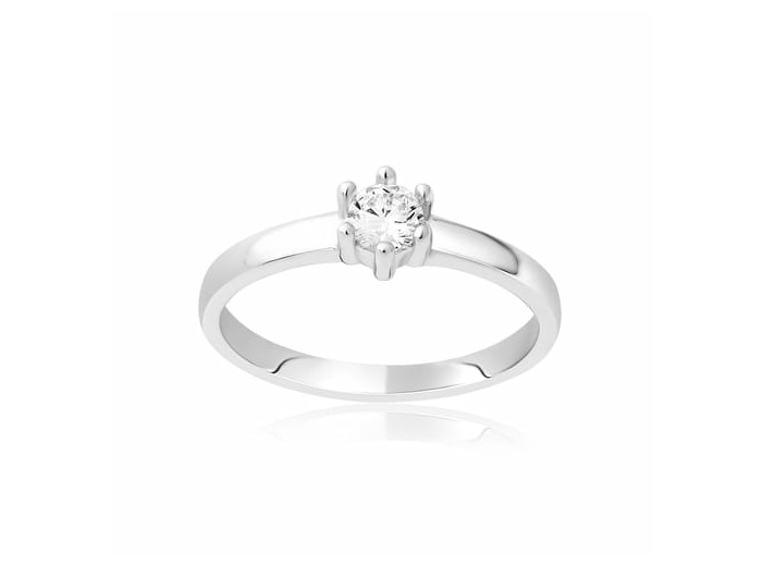 Solitaire CLEOR en Argent 925/1000 Blanc et Oxyde