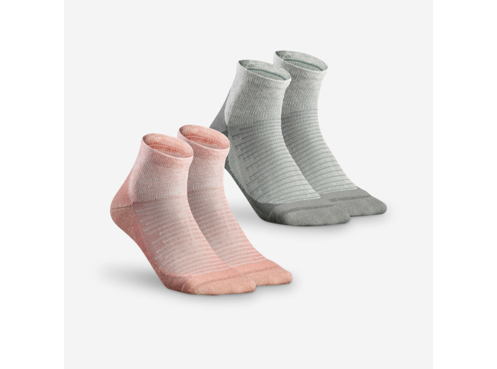 Chaussette Hike 100 Mid - Rose et Gris- Lot de 2 paires