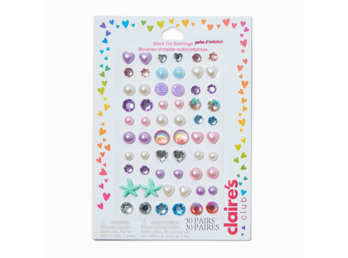 Boucles d'oreilles autocollantes sirène Claire's Club - Lot de 30