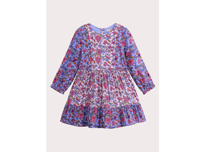 Robe patchwork imprimé fleuri bleu et rose pour fille