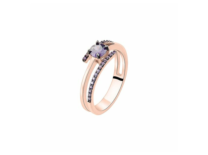 Bague CLEOR en Argent 925/1000 Rose et Oxyde Violet