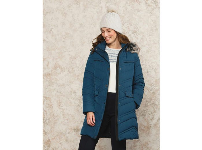 Parka longue bleu gris