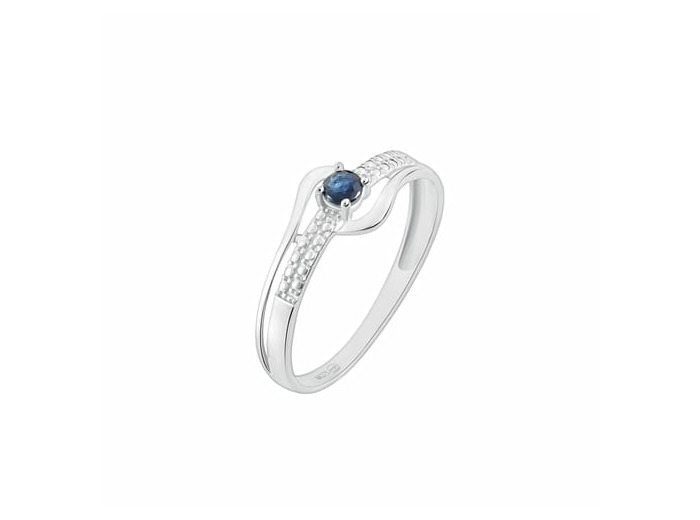 Bague CLEOR en Or 375/1000 Blanc et Saphir Bleu