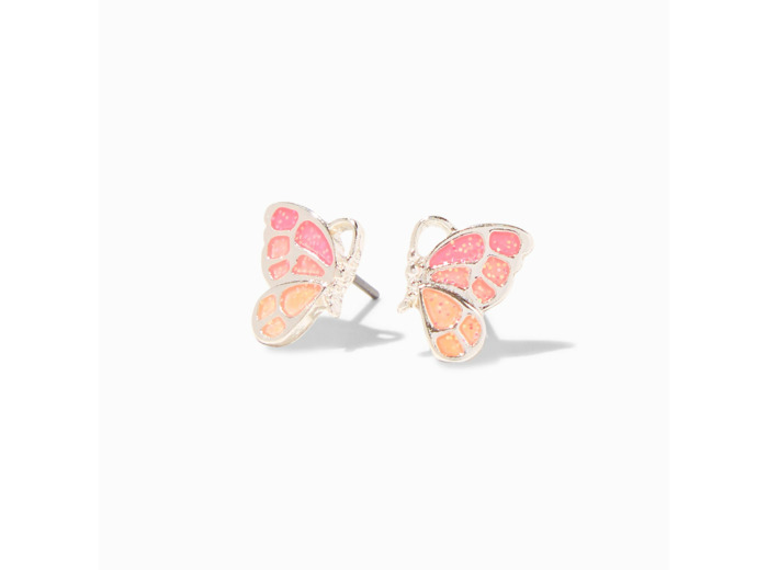 Clous d'oreilles papillon à paillettes qui changent de couleur UV couleur argentée