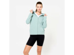 Sweat zippé fitness femme, vert fivré