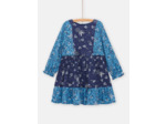 Robe bleue imprimée façon patchwork pour fille