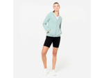 Sweat zippé fitness femme, vert fivré