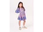 Robe patchwork imprimé fleuri bleu et rose pour fille