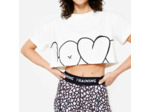 T-shirt crop top loose femme, blanc