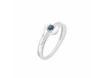 Bague CLEOR en Or 375/1000 Blanc et Saphir Bleu