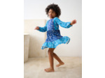 Robe bleue imprimée façon patchwork pour fille