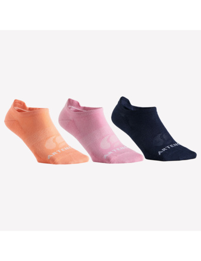 CHAUSSETTES DE SPORT BASSES ARTENGO RS 160 ABRICOT ROSE MARINE LOT DE 3