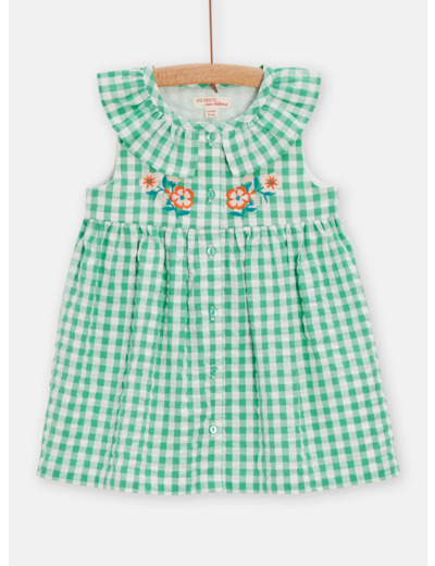 Robe vert menthe à imprimé vichy pour bébé fille