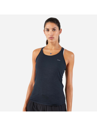 Débardeur running sans couture femme - kiprun run 500 confort noir gris foncé