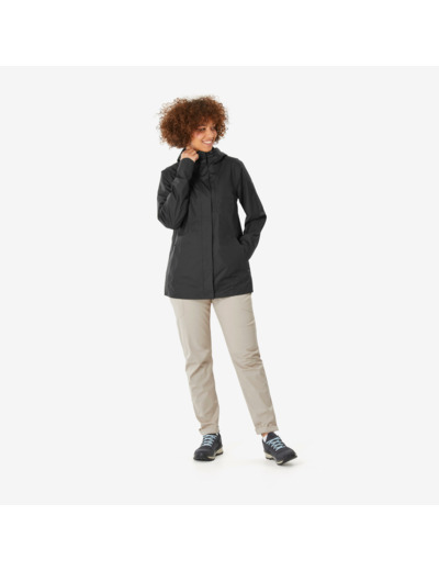 Veste de randonnée imperméable femme, NH500 noir