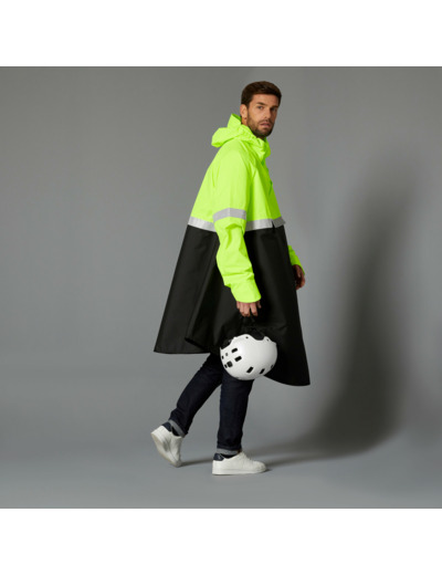 PONCHO PLUIE VISIBILITE JOUR NUIT 560 NOIR JAUNE FLUO