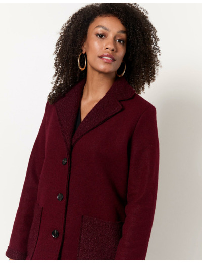 Manteau mi-long uni BORDEAUX Femme