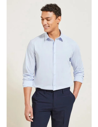 Chemise slim unie - Bleu clair