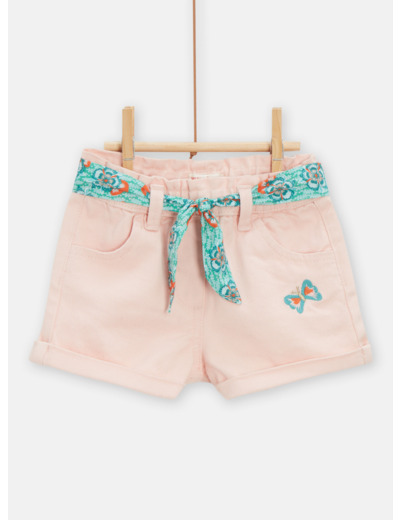 Short en denim rose pour bébé fille