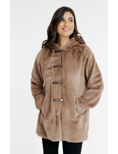 Manteau En Fausse Fourrure À Capuche