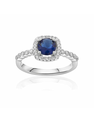 Bague CLEOR en Argent 925/1000 Blanc et Oxyde Bleu