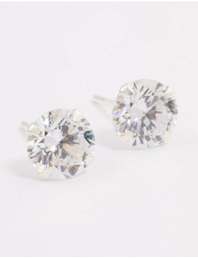 Sterling Silver Double Cubic Zirconia Stud Earrings