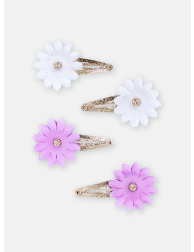 Lot de 4 barrettes clips à fleurs pour fille