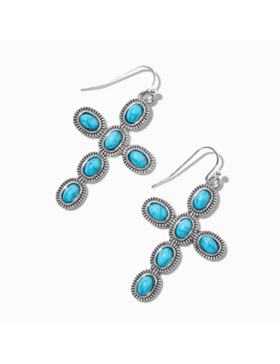 Turquoise Cowgirl Cross Drop Earrings