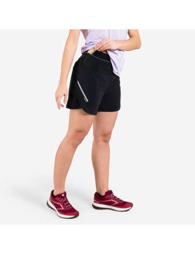 Short de trail running baggy femme noir