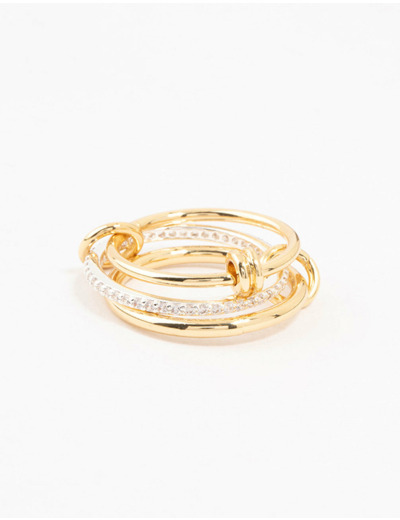 Gold & Silver Plated Diamante Rondell Stacked Ring