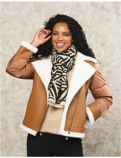 Manteau camel effet peau