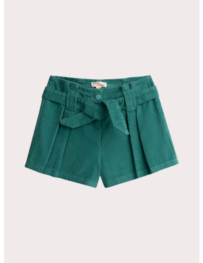 Short bleu vert en velours cotelé pour fille