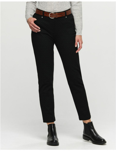 Pantalon 7/8e noir motifs