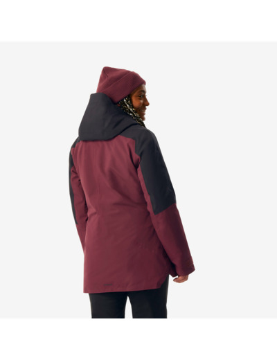 Veste de ski polyvalente et chaude femme, FR 100 bordeaux et noir