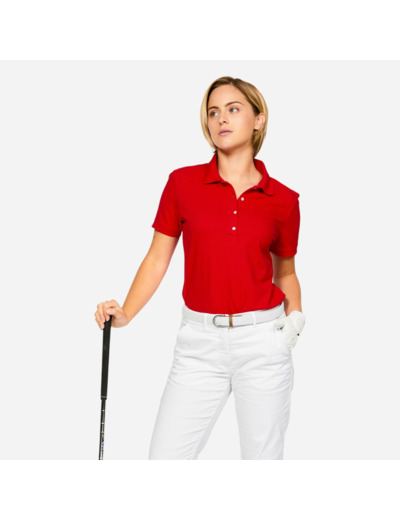 Polo golf en coton manches courtes femme, MW500 rouge