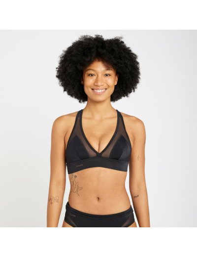 HAUT DE MAILLOT DE BAIN BRASSIÈRE DE SURF FEMME DOS RÉGLABLE ISA NOIRE