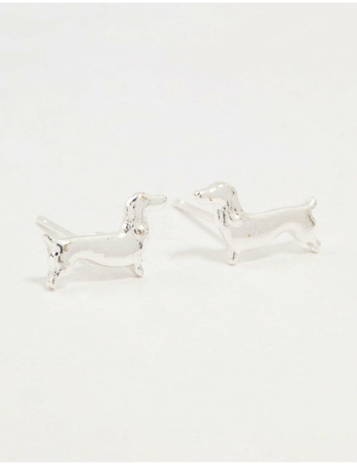 Silver Dachshund Stud Earrings