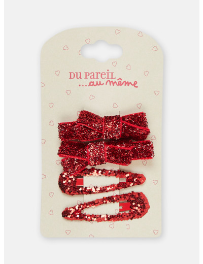 Lot de 4 barrettes rouge brillantes pour fille