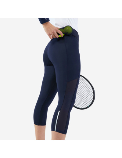 Legging tennis court dry femme - Corsaire dry HIP BALL bleu noir